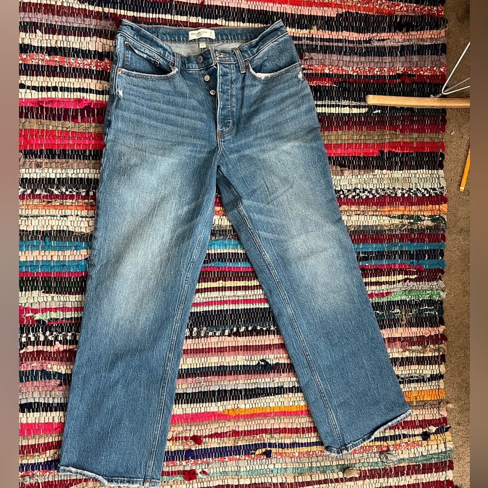 Abercrombie  90’s baggy low rise curve love blue jeans